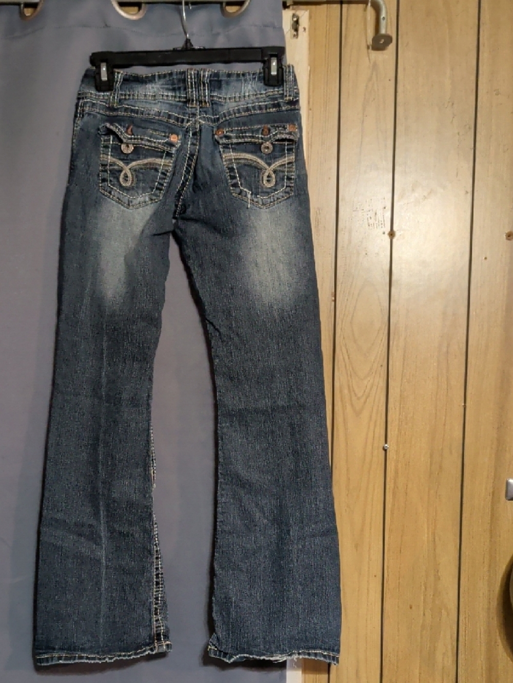 Angels Women's Dark Blue Flare Jeans - Picture 3 of 4